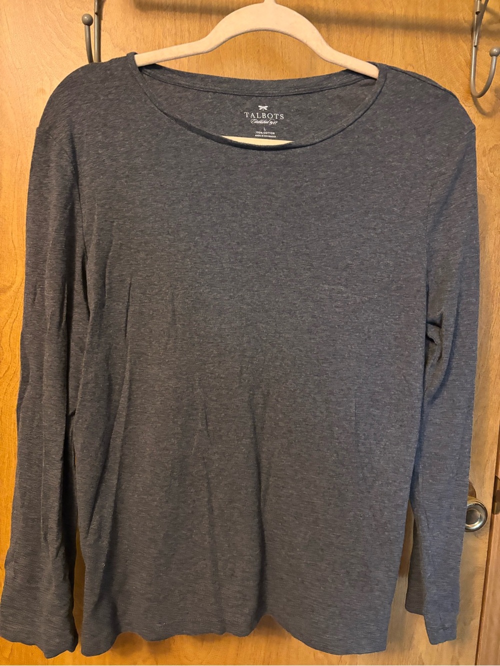 Talbots Women's Long-Sleeve Crewneck Top — Charcoal